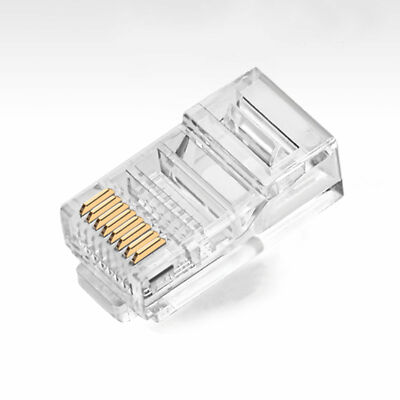 100x RJ45 Stecker Netzwerk CAT5e Cat6 Kabel Ende Crimp Modular Stecker GOLD Pins