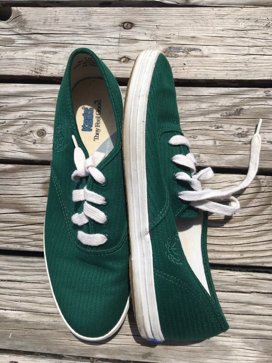 Vintage Keds They Feel Good Hunter Green Canvas Shoes Sneakers Size 7 Women s