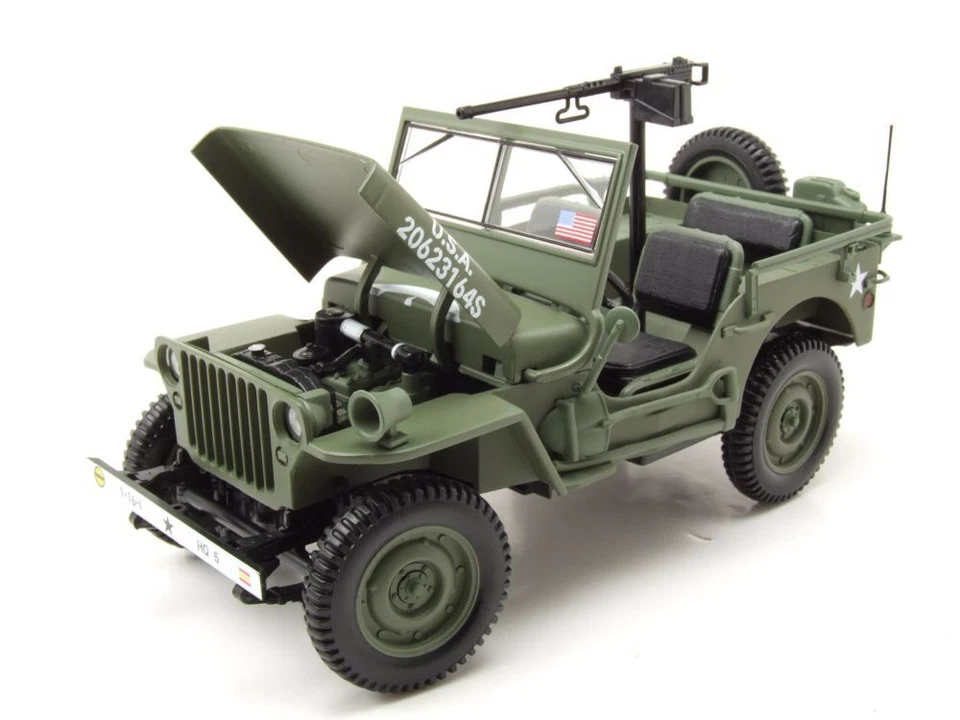 Willys Jeep Esercito Militare D-Day 1944 Verde Modellino 1:18 Norev - Immagine 4 di 4