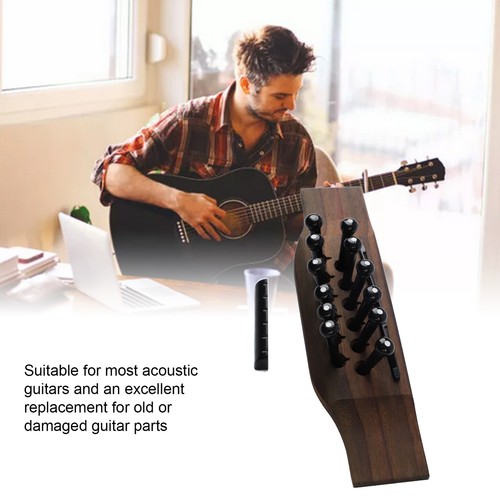 15Pcs Set 12 String Guitar Rosewood Bridge Guitar Bridge Nut Saddle Black Pi HR6 - Picture 20 of 24
