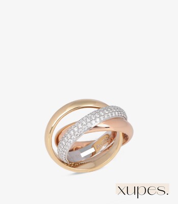 Cartier Trinity-Ring Pave Diamant 18 kt Weiß-, Gelb- & Rotgold