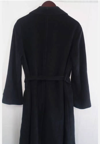 Vintage Armani Collezioni Blue Cashmere Double Breasted Belted Coat Jacket - Picture 4 of 9