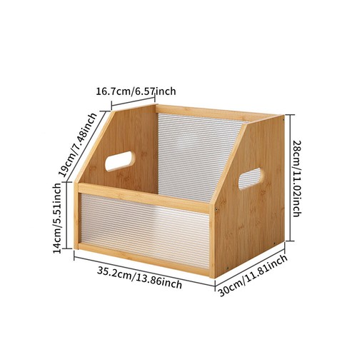 Bamboo Record Storage Holder Display Stand Rack Album Storage Organizer Basket - Imagen 3 de 13