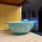 Vintage Pyrex 4Qt Mixing Bowl #444 Turquoise Blue Cinderella Amish Butterprint