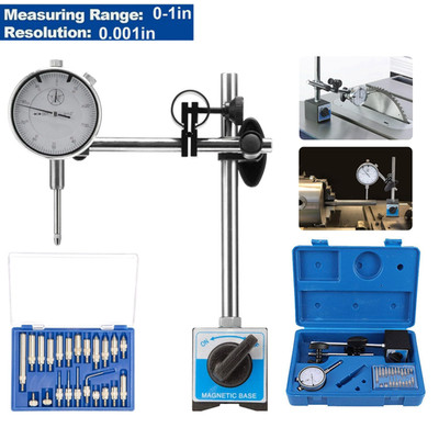 Dial Indicator with Magnetic Base Holder Differential Backlash Gauge 0-1.0'' Test