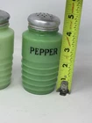 *Vintage *Jeannette*Jadite Jadeite*Concentric Ring*Salt & Pepper Shakers* VHTF