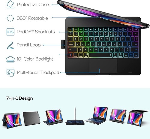 Touch Keyboard Case with Trackpad for iPad Air 11-inch (M3 2025 / M2 2024) 360° - Picture 3 of 6
