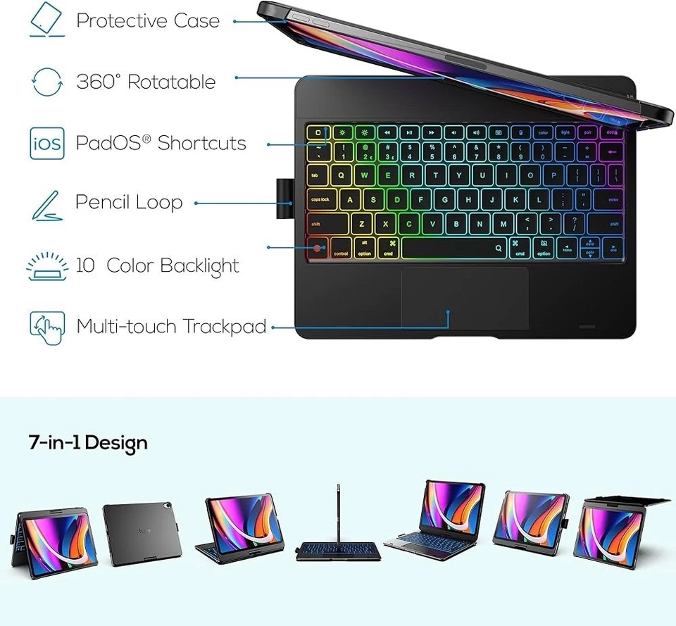 Touch Keyboard Case with Trackpad for iPad Air 11-inch (M3 2025 / M2 2024) 360° - image 3 of 4