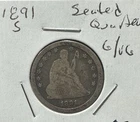 1891 US Seated Liberty Seated Quarter 25c AG Free Shipping
