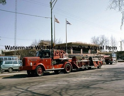 Chicago IL 1949 FWD Tiller Aerial Fire Truck Photograph Print 8.5x11''
