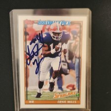 Topps 1991 Draft Pick Ernie Mills #288 Steelers Rookie Autographed Card. rookie card picture
