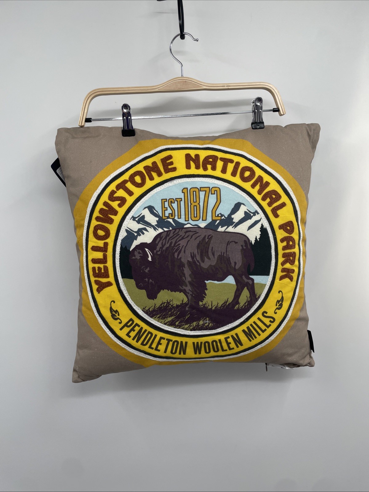 Pendleton Yellowstone National Park Patch Pillow Tan 100% So