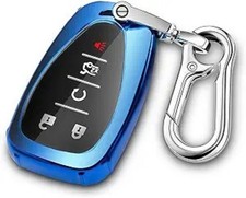 Key Fob Cover With Keychain for Cruze Camaro Malibu Traverse Spark B-blue