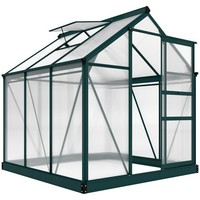 Outsunny 6x6ft Walk-In Polycarbonate Greenhouse Plant Grow Galvanized Aluminium