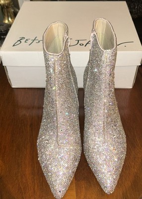 NEW (NWT) BETSY JOHNSON S WOMEN S, SB-KYLA RHINESTONE, SIZE 6.5 HALF BOOTS
