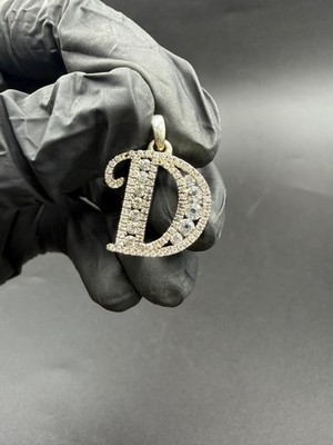 2.50Ct Round Real Moissanite Custom Letter ''D'' Pendant 14K White Gold Plated