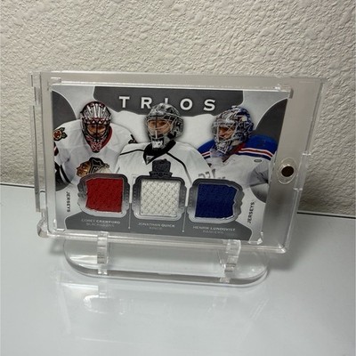 #/40 Upper Deck 2015-16 The Cup Trios Jerseys C3-GOALIE Crawford Quick Lundqvist