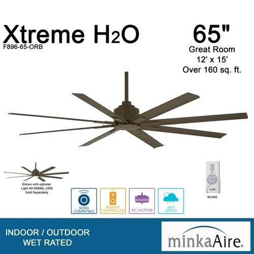 Minka Aire Xtreme H2O 65"  - Oil Rubbed Bronze 8-Blade Remote Control - Picture 5 of 6