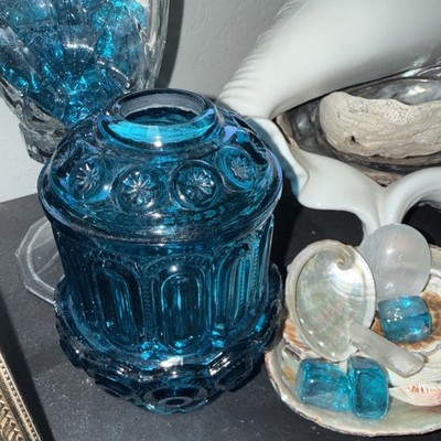 LE Smith Fairy Lamp Peacock Blue, Turquoise, Excellent Condition Heavy Rare