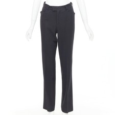 GUCCI Tom Ford charcoal grey curved pocket nylon blend straight trousers IT38 XS