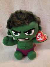 HULK Marvel 6"Stuffed Plush Ty Beanie Baby NEW Soft Plush Green Hair 2023 MWMT
