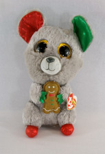 Rare Medium Ty Beanie Boos MAC Christmas Mouse 10" Buddy Plush Gray MWMT