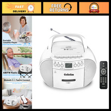 Portable CD  Cassette Player Combo, Bluetooth Speaker, AM/FM Radio, USB/Earphon