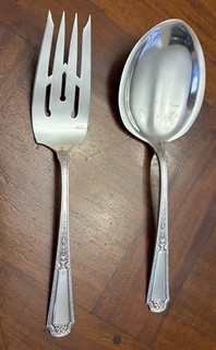 2 Large Sterling Silver Louis XIV By Towle Serving Spoon & Fork 168g