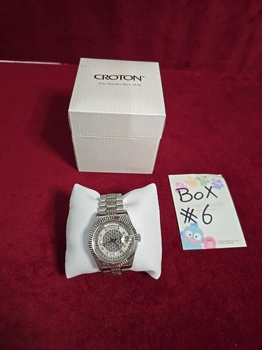 Croton Men's Bellagio 1st Gen Swiss ETA 2836 Automatic CZ MOP Sapphire SS Watch - Picture 1 of 10