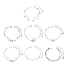 Delicate Alloy Adjustable Beach Anklet With Layer Chain and Symbolic Decorations