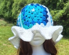 Crochet granny square bucket hat, Handmade, Brand new never worn