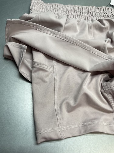 New Nike Womens 2 in 1 Biker Shorts Lined XS Loose 3" Running Shorts Pink Beige - Picture 4 of 15
