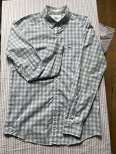 Lacoste Check Gingham Blue/White Button-Down Men's Shirt 40 Cotton Long Sleeve