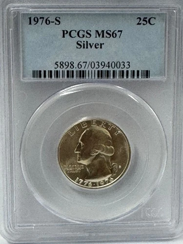 1976-S Washington Silver Quarter MS67 Grade, Centennial Commemorative