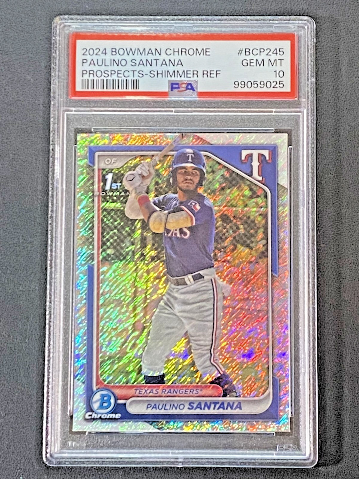 2024 Bowman Chrome PAULINO SANTANA 1st SHIMMER REFRACTOR SP PSA 10 Gem MT Texas