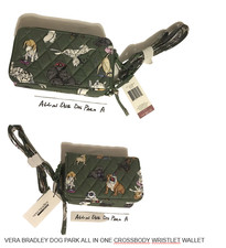 ACTUAL A Vera Bradley Dog Park All in One Crossbody Wristlet RFID Wallet DOG NWT