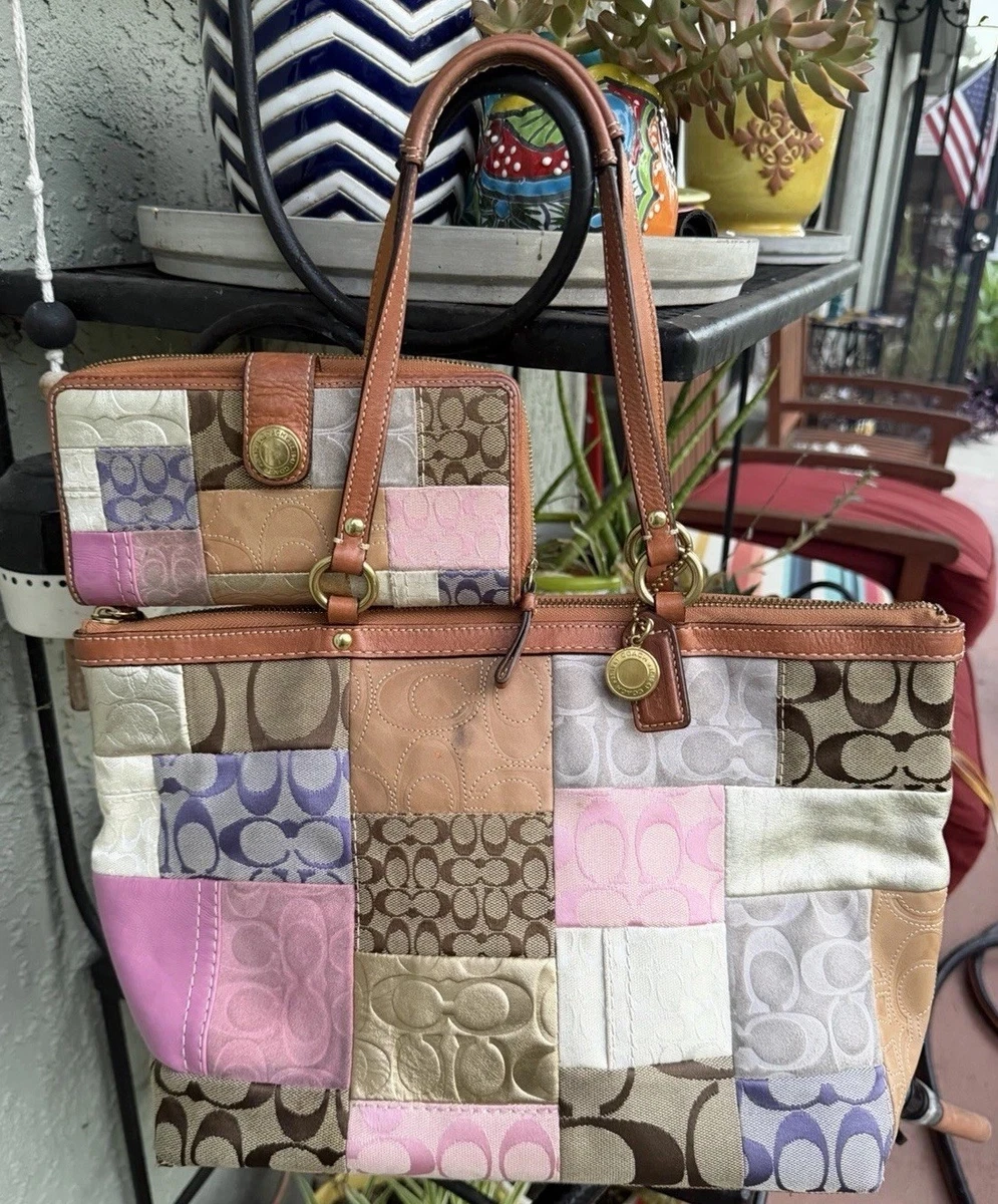 バッグ COACH Patchwork Dot Tote Multicolor rare 20 years and