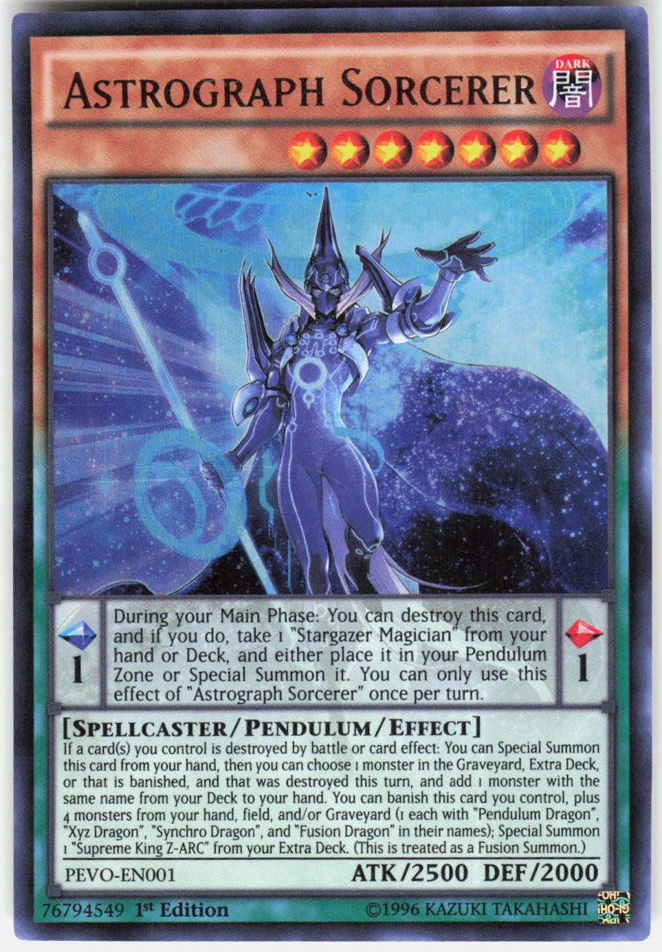 Astrograph Sorcerer PEVO-EN001 Pendulum Evolution Yu-Gi-Oh 1st Edition NM