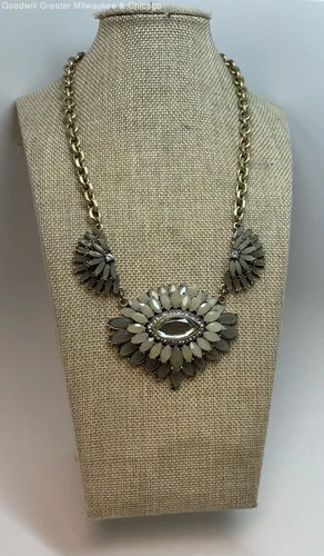Loft Gold Tone Rhinestone Statement Necklace 75.2g