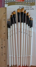 Angular Paint Brush Set 12 Pieces Nylon White Brushes for Acrylic Oil Watercolor