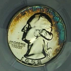 Rainbow Toned 1958 Washington Quarter PCGS PR66 Silver 25c Coin Nice Color