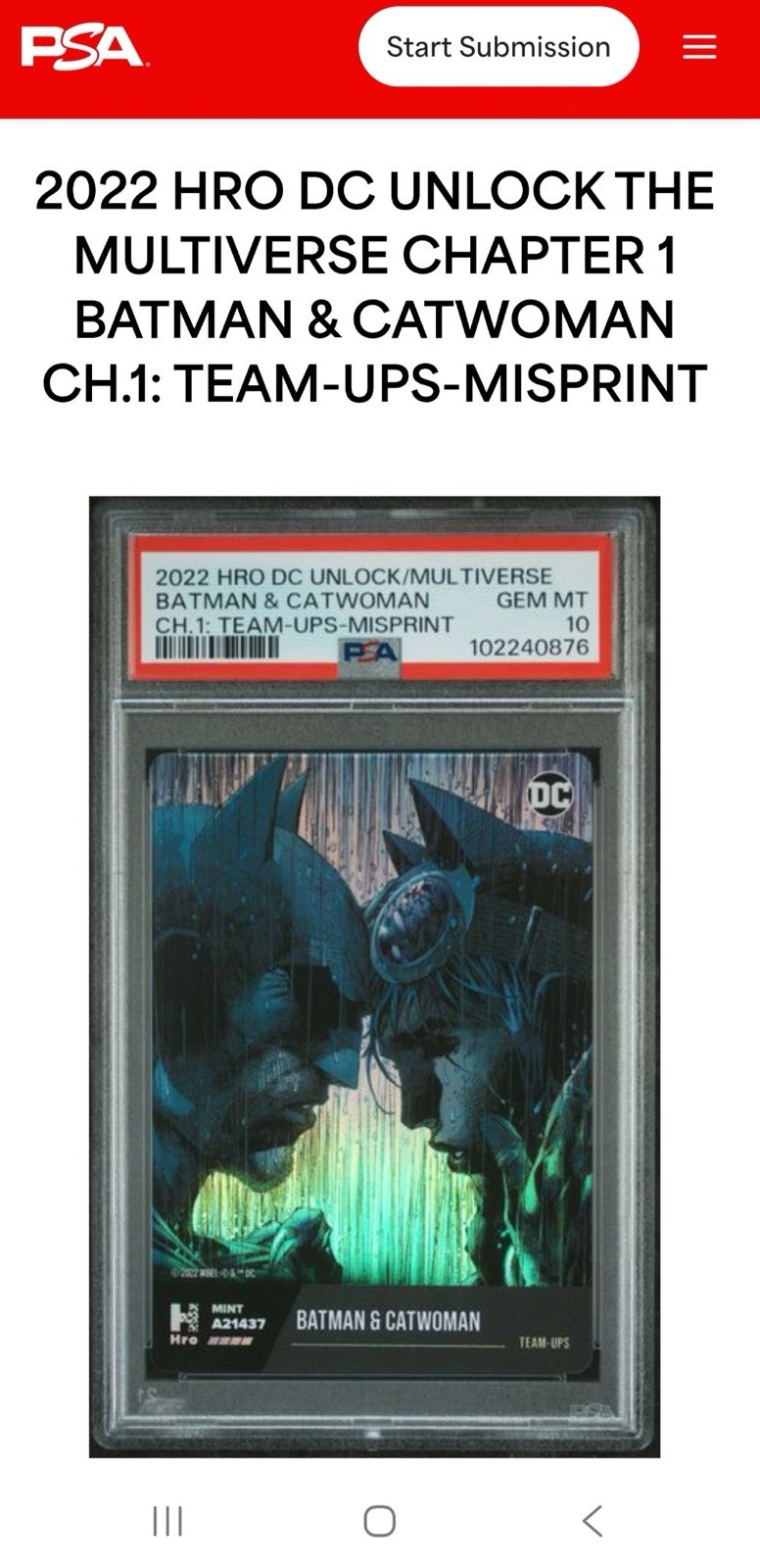DC Comics Batman & Catwoman 2022 Multiverse Super Heroes, Misprint, PSA 10