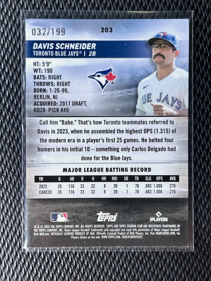 2024 Topps Stadium Club - Davis Schneider #203 Green Foil /199 (RC) | eBay