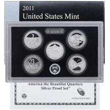 2011 S Proof Parks Quarter Set America the Beautiful 90% Silver OGP 5 Coins
