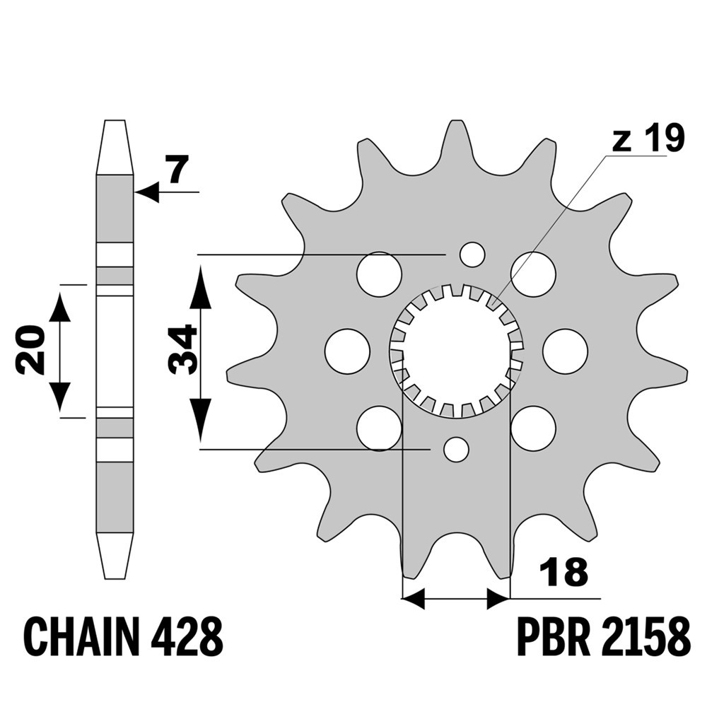 Pignon avant PBR 15T pas 428 évite l'usure de chaîne Honda CRF 150 R