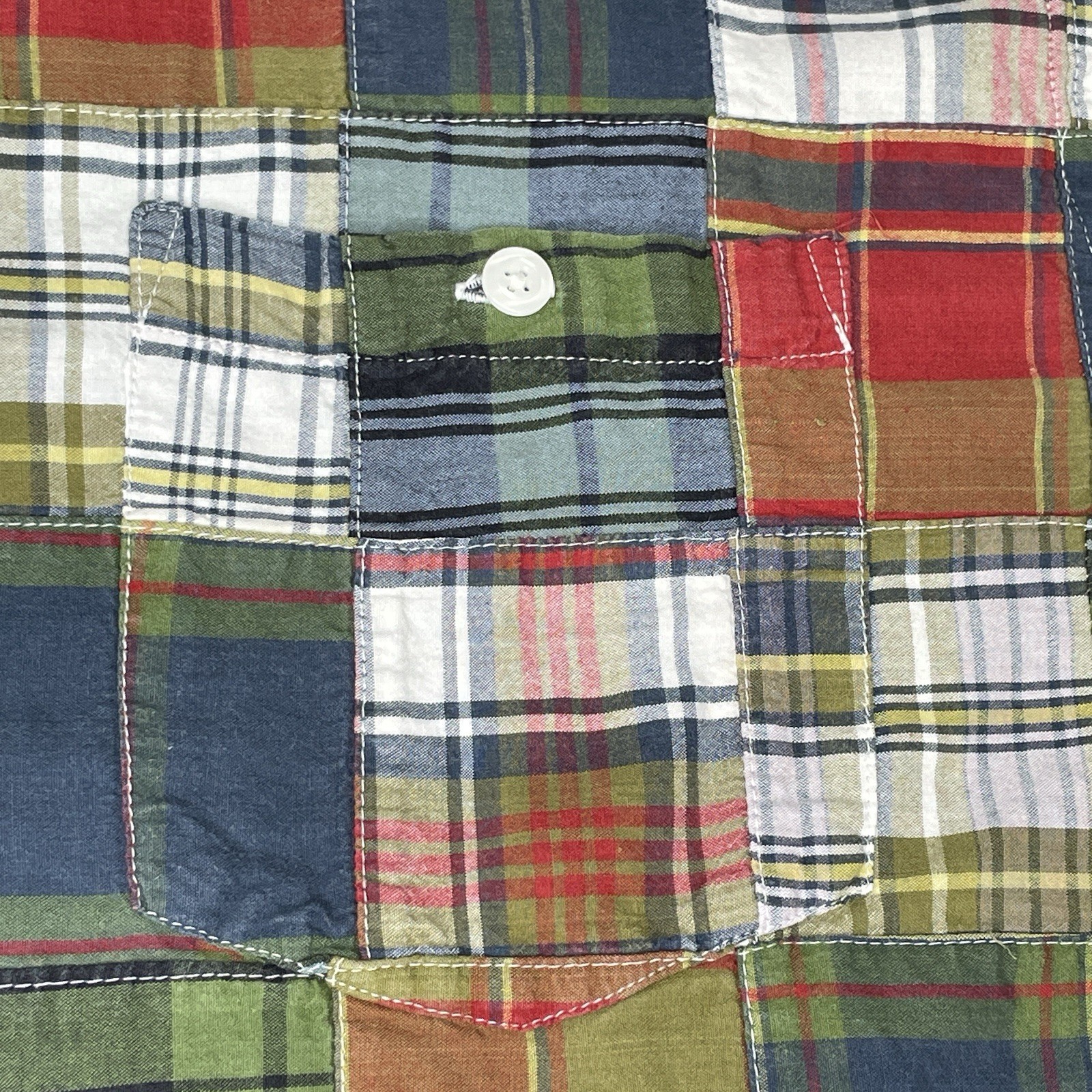 ORVIS Patchwork Madras Plaid Button Down Shirt Me… - image 11