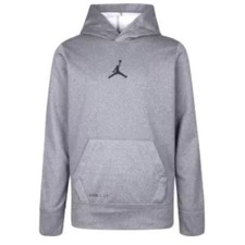 Jordan Boys Embroidered Logo Therma Pullover Hoodie Carbon Heather Gray Medium