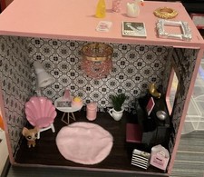 Diorama in miniatura glam rosa fatto a mano 1:12 casa delle bambole esposizione
