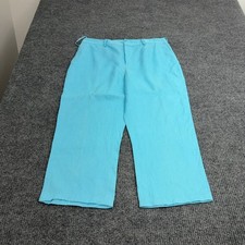 Lauren Ralph Lauren Pants Womens 12 Blue Linen Cropped Wide Leg Coastal Casual