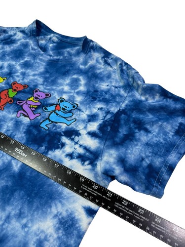 Grateful Dead Dancing Bears T-Shirt Herren M Blau Batik Kurzarm Rundhals - Bild 6 von 6